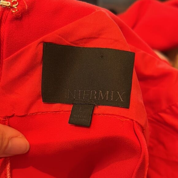 Intermix red ruffle neck halter jumpsuit large - Picture 3 of 12